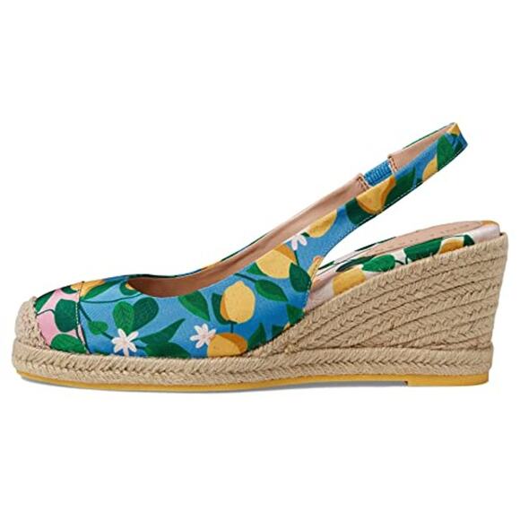 NWT Cole Haan Cloudfeel Espadrille Wedge Slingback, Azure Lemon, 8.5 B - Picture 4 of 5